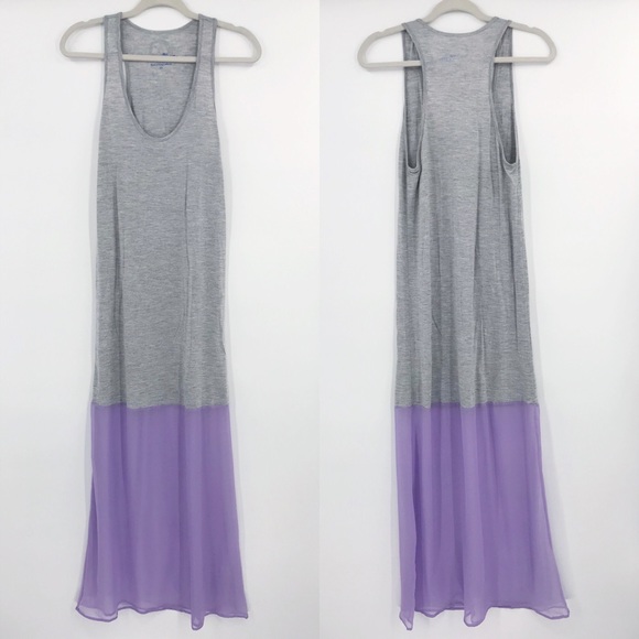 ✨HP✨ Blue Life Knit & Silk Tank Maxi Dress Gray XS - Picture 2 of 5